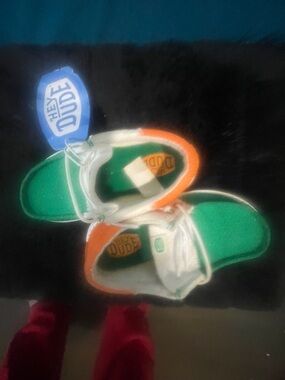 Hey Dude Kids Green & Orange Lace-Up Sneakers